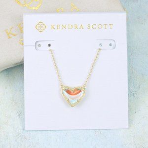 Kendra Scott Ari Heart Dichroic Glass Necklace Gold Plated